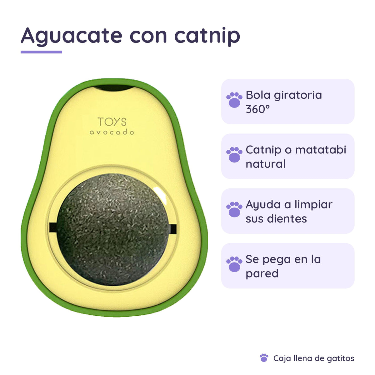 Juguete Aguacate con Bola de Catnip para Gatos