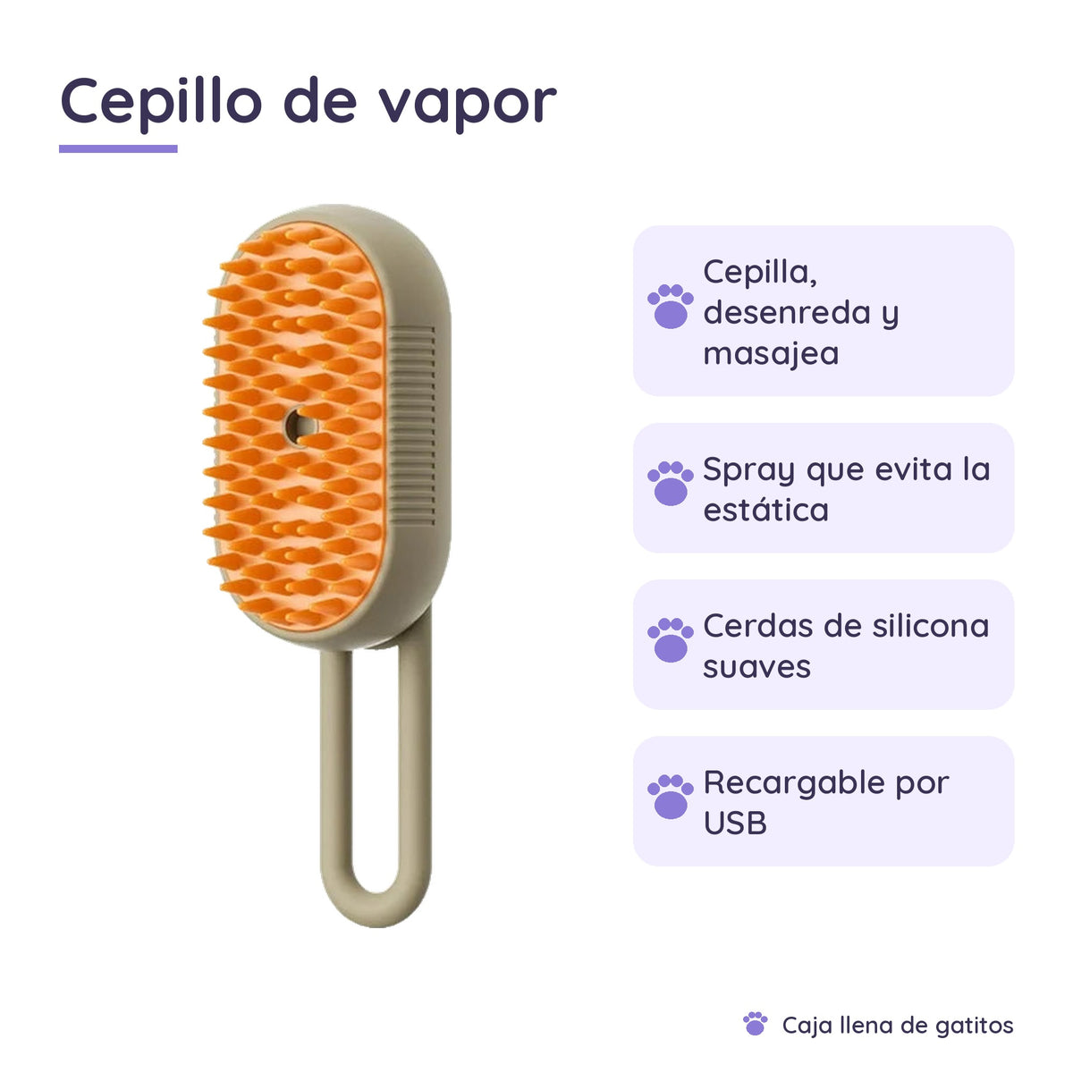 Cepillo de Vapor para Gatos y Perros 3 en 1