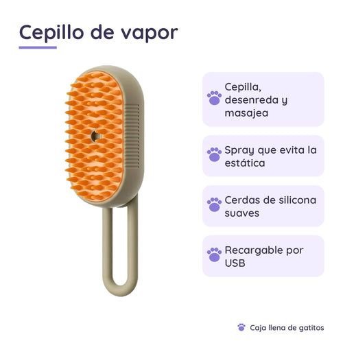 Cepillo de Vapor para Gatos y Perros 3 en 1