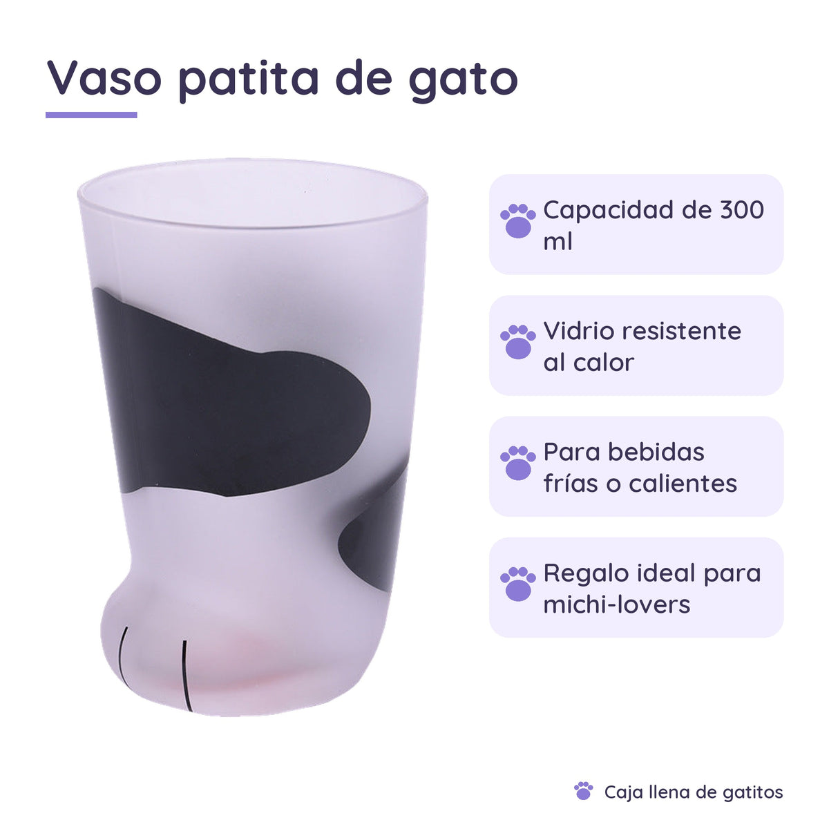 Vaso de Vidrio Patita de Gato 300 ml