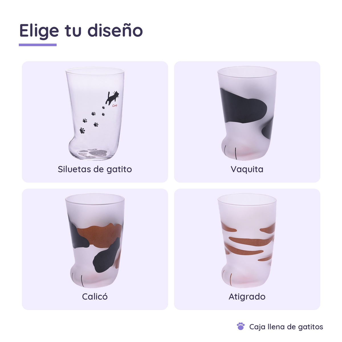 Vaso de Vidrio Patita de Gato 300 ml