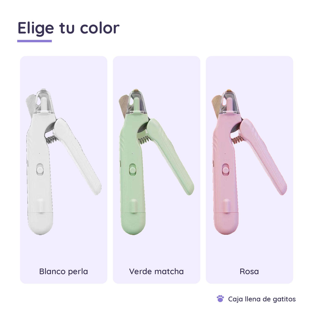 Cortaúñas para Mascotas 2 en 1 con Luz LED y Limador Eléctrico