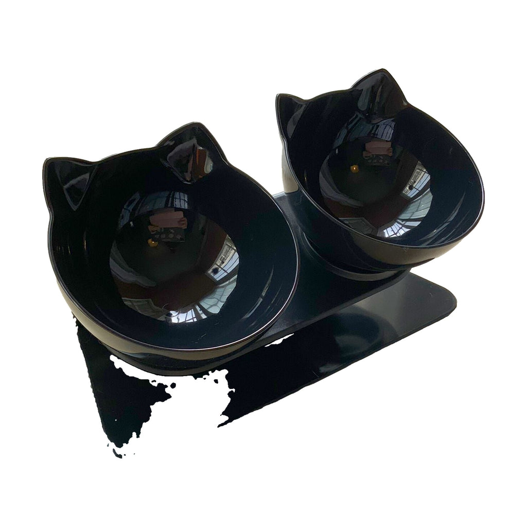 Comedero Elevado para Gatos con Plato Inclinado 15° en Forma de Gatito