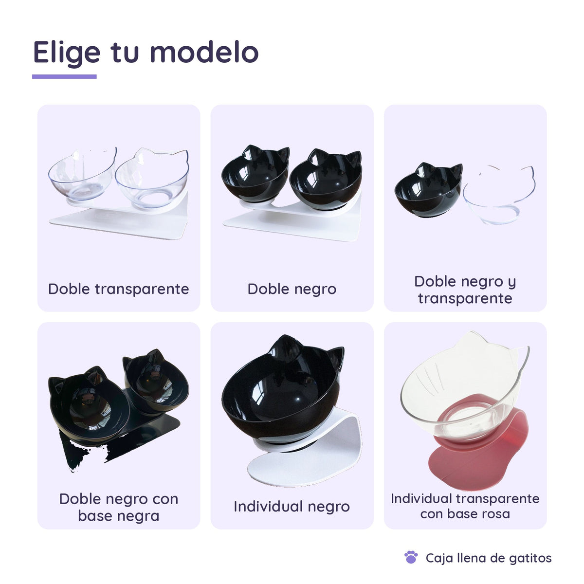 Comedero Elevado para Gatos con Plato Inclinado 15° en Forma de Gatito